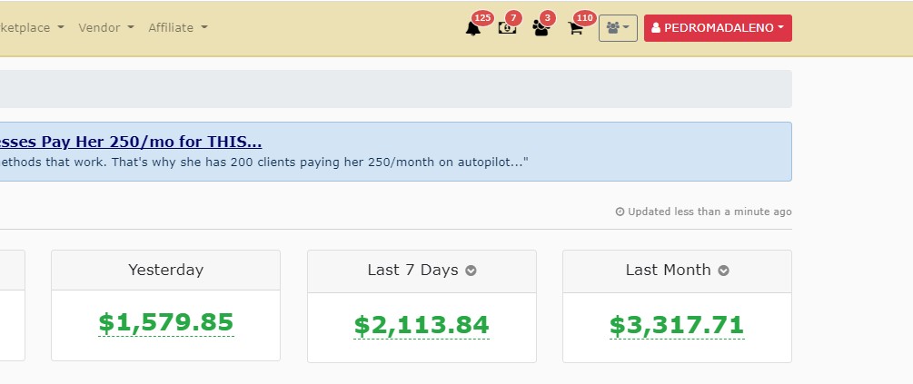 Sales dashboard – $3,317 last month